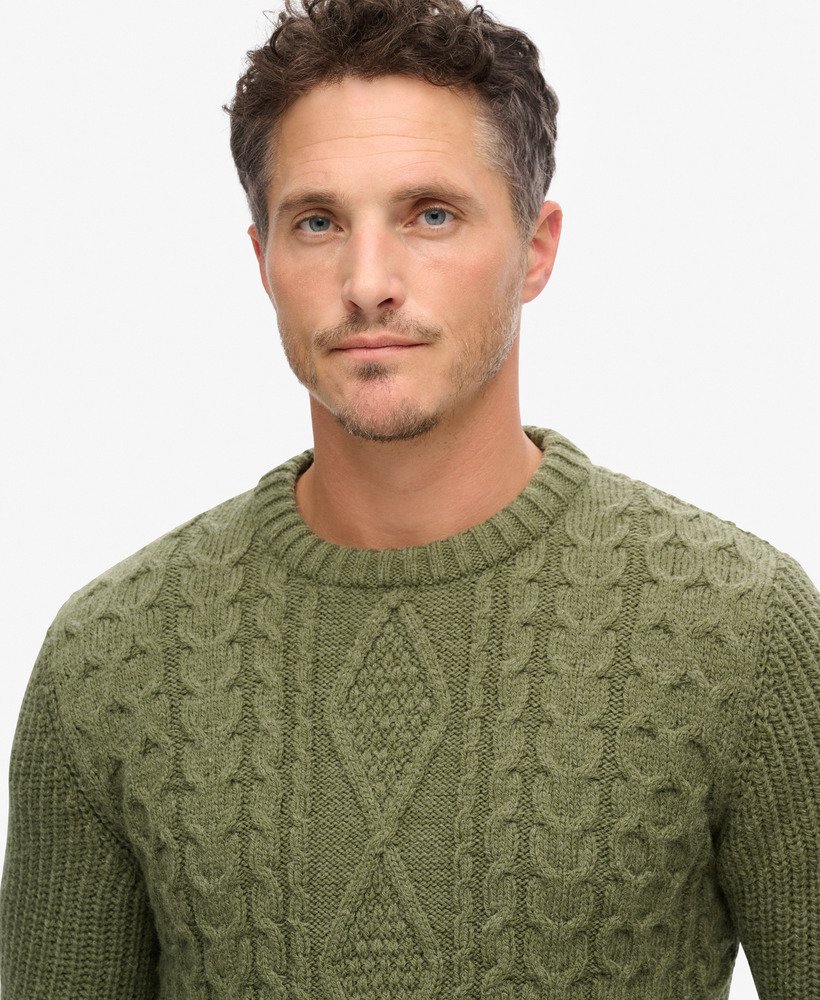 sweter jacob cable knit w kolorze mchu