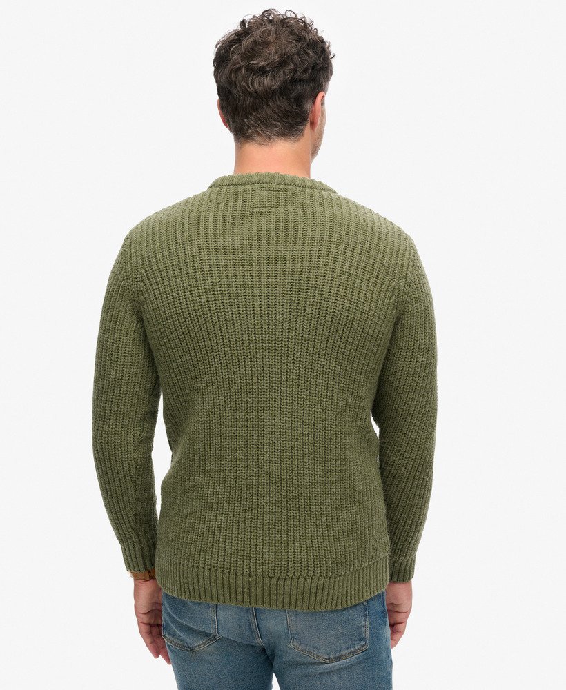 sweter jacob cable knit w kolorze mchu