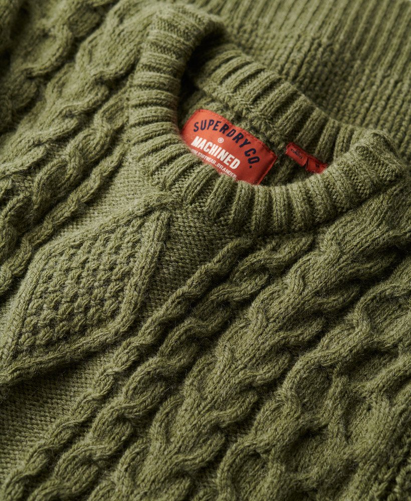 sweter jacob cable knit w kolorze mchu