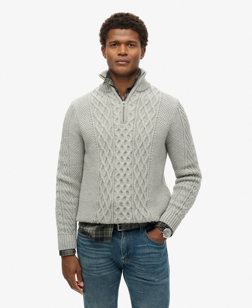 sweter jacob cable knit z zamkiem błyskawicznym w kolorze mid grey