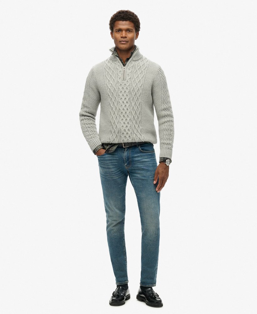 sweter jacob cable knit z zamkiem błyskawicznym w kolorze mid grey