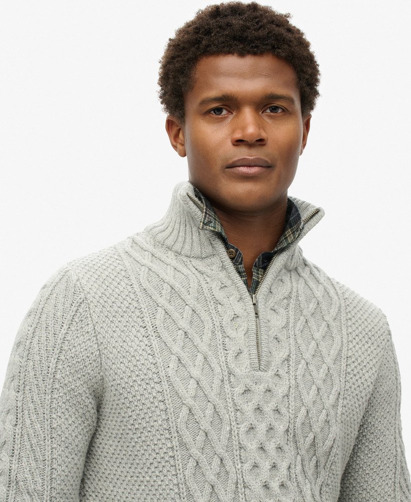 sweter jacob cable knit z zamkiem błyskawicznym w kolorze mid grey