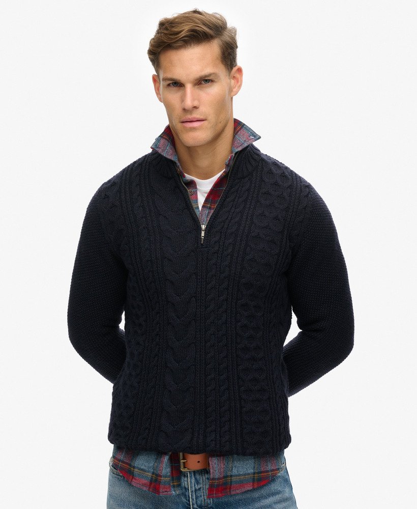 sweter jacob cable knit z zamkiem błyskawicznym w kolorze eclipse navy