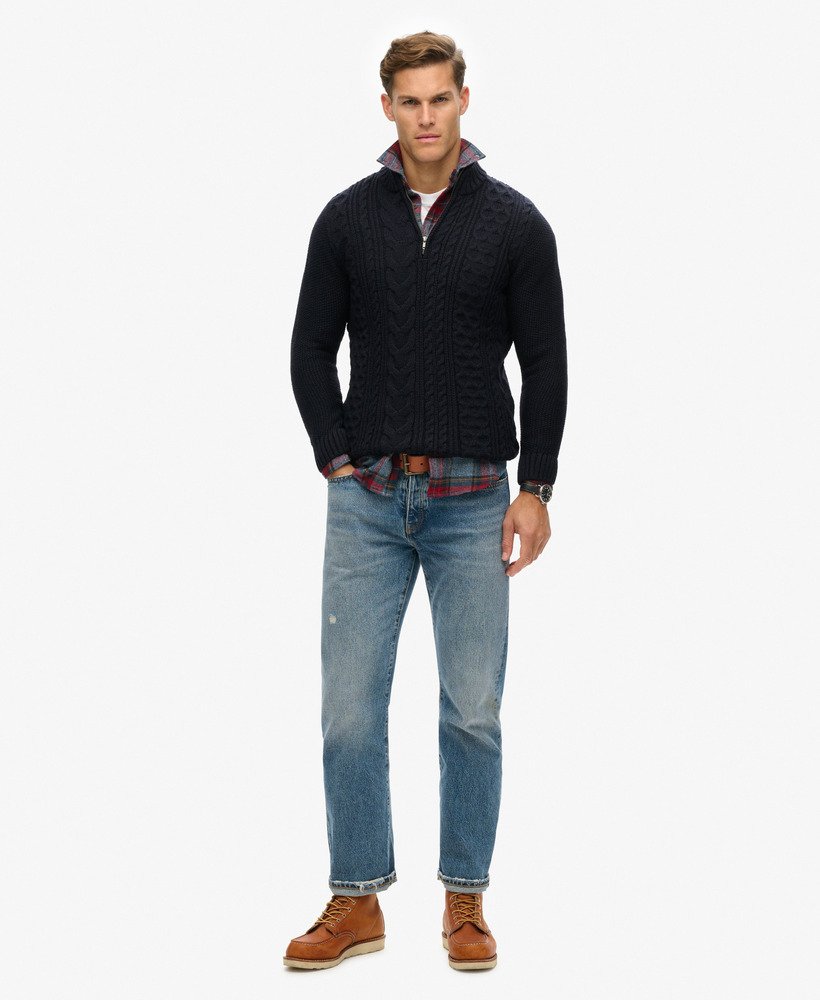 sweter jacob cable knit z zamkiem błyskawicznym w kolorze eclipse navy