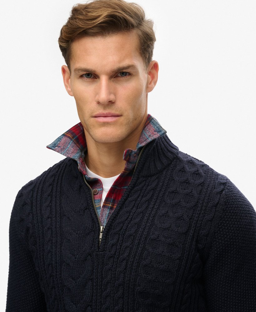 sweter jacob cable knit z zamkiem błyskawicznym w kolorze eclipse navy
