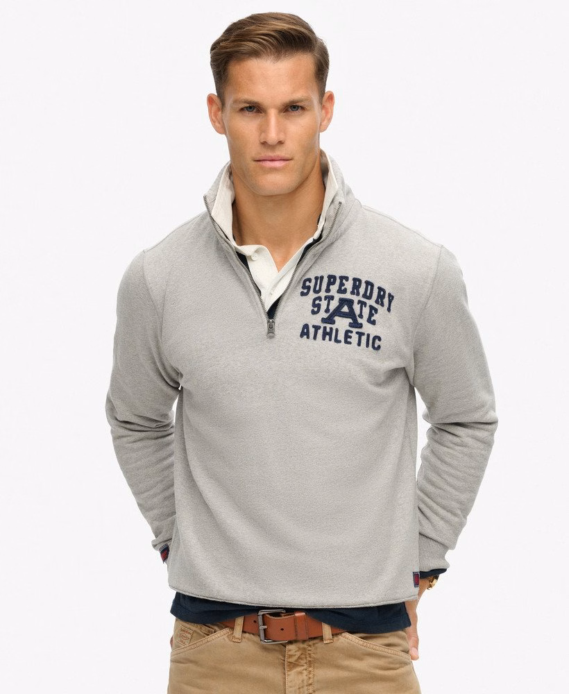 Klasyczny sportowy sweter z zamkiem błyskawicznym do połowy