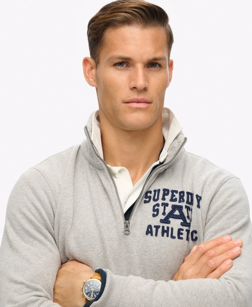 Klasyczny sportowy sweter z zamkiem błyskawicznym do połowy