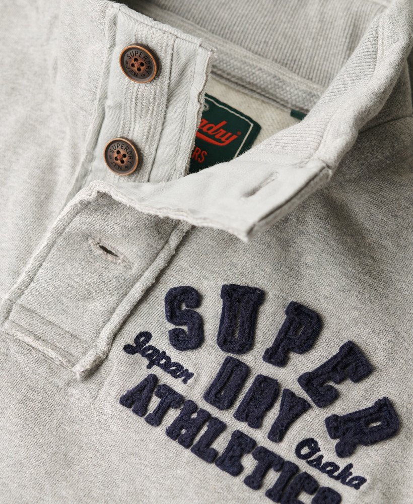 bluza sportowa vintage z półguzikiem w kolorze jasnoszarym melanżowym