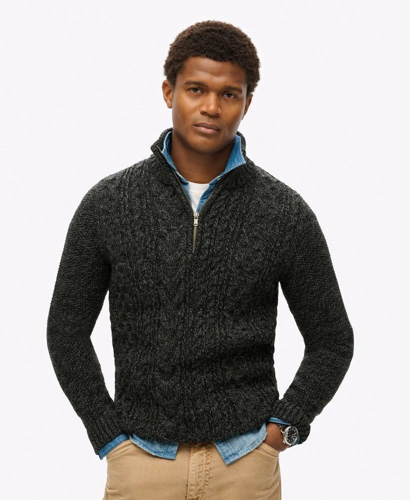 Sweter Jacob Cable Knit z zamkiem błyskawicznym