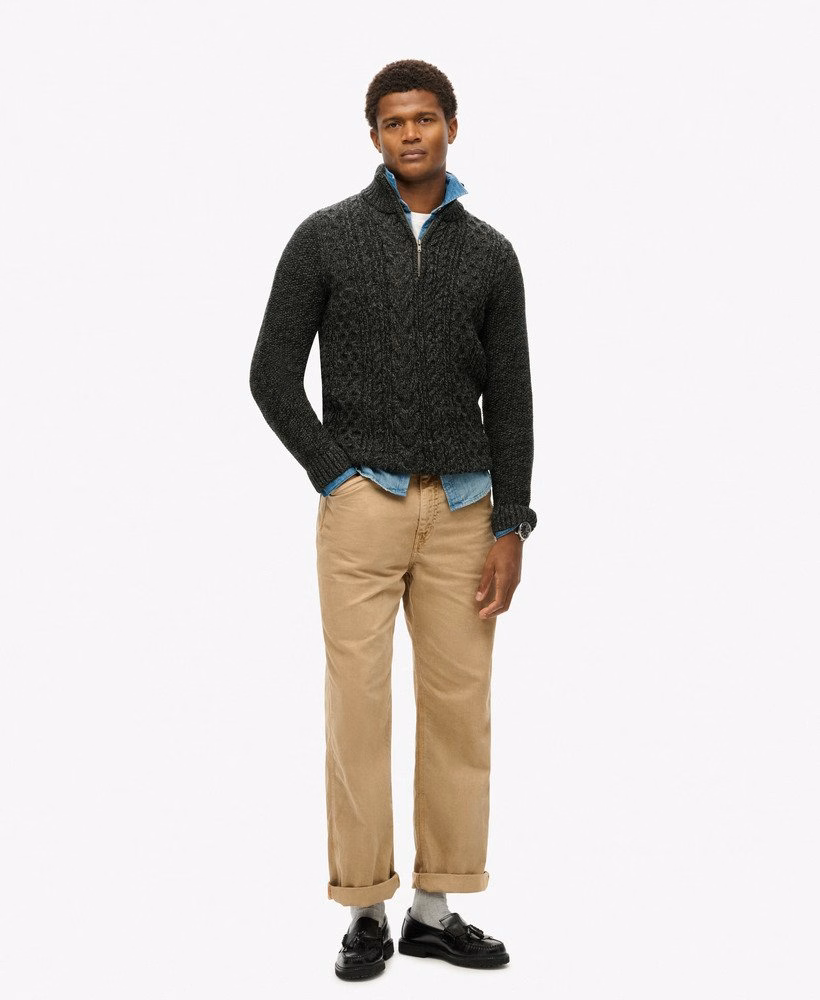 Sweter Jacob Cable Knit z zamkiem błyskawicznym