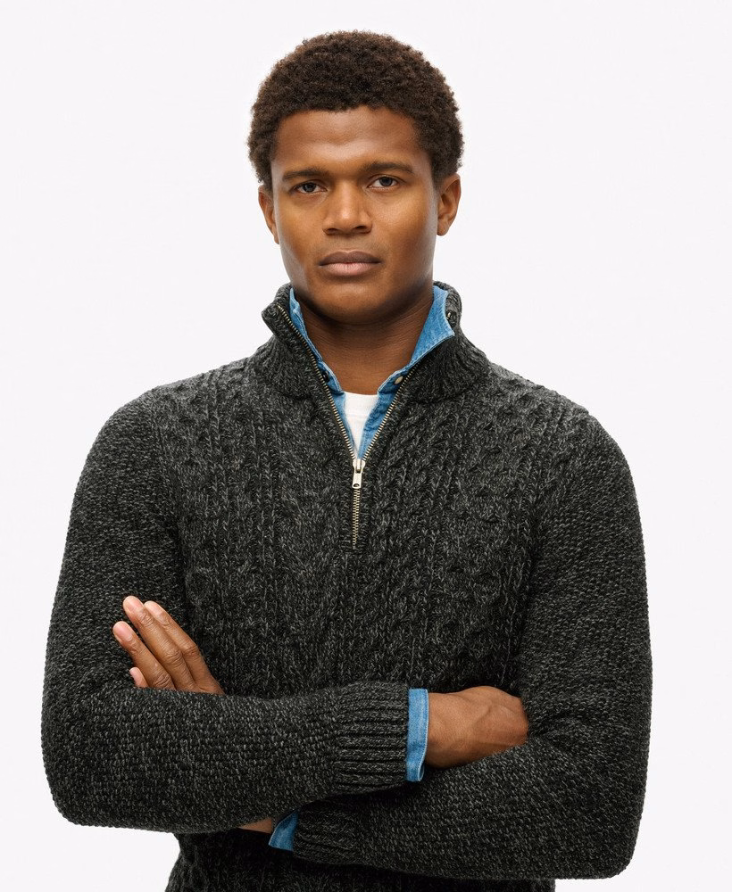 Sweter Jacob Cable Knit z zamkiem błyskawicznym