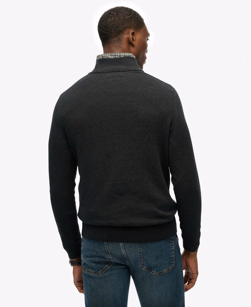Sweter Essentials Cotton z zamkiem błyskawicznym do połowy