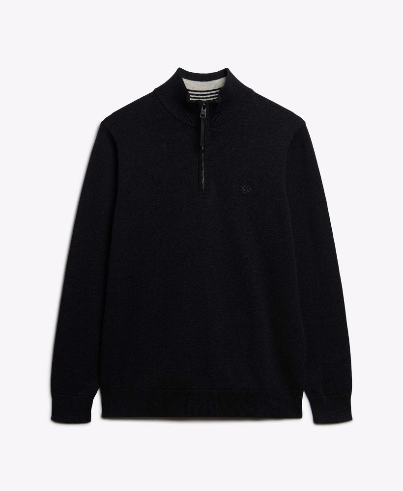 Sweter Essentials Cotton z zamkiem błyskawicznym do połowy