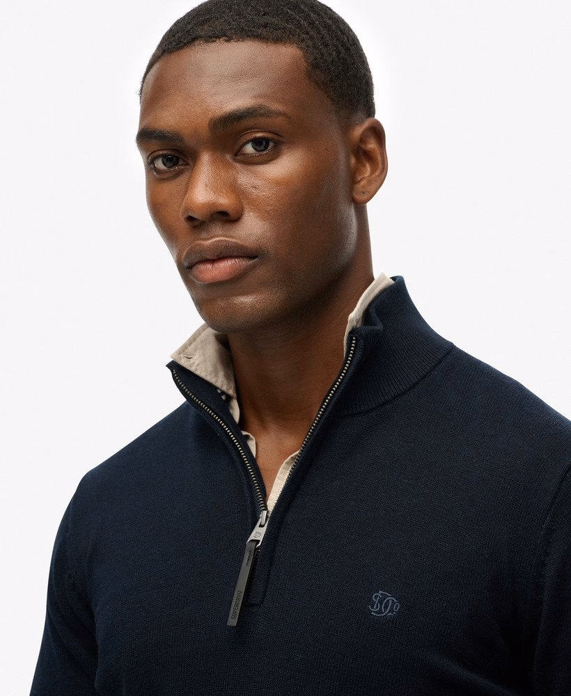 Sweter Essentials Cotton z zamkiem błyskawicznym do połowy