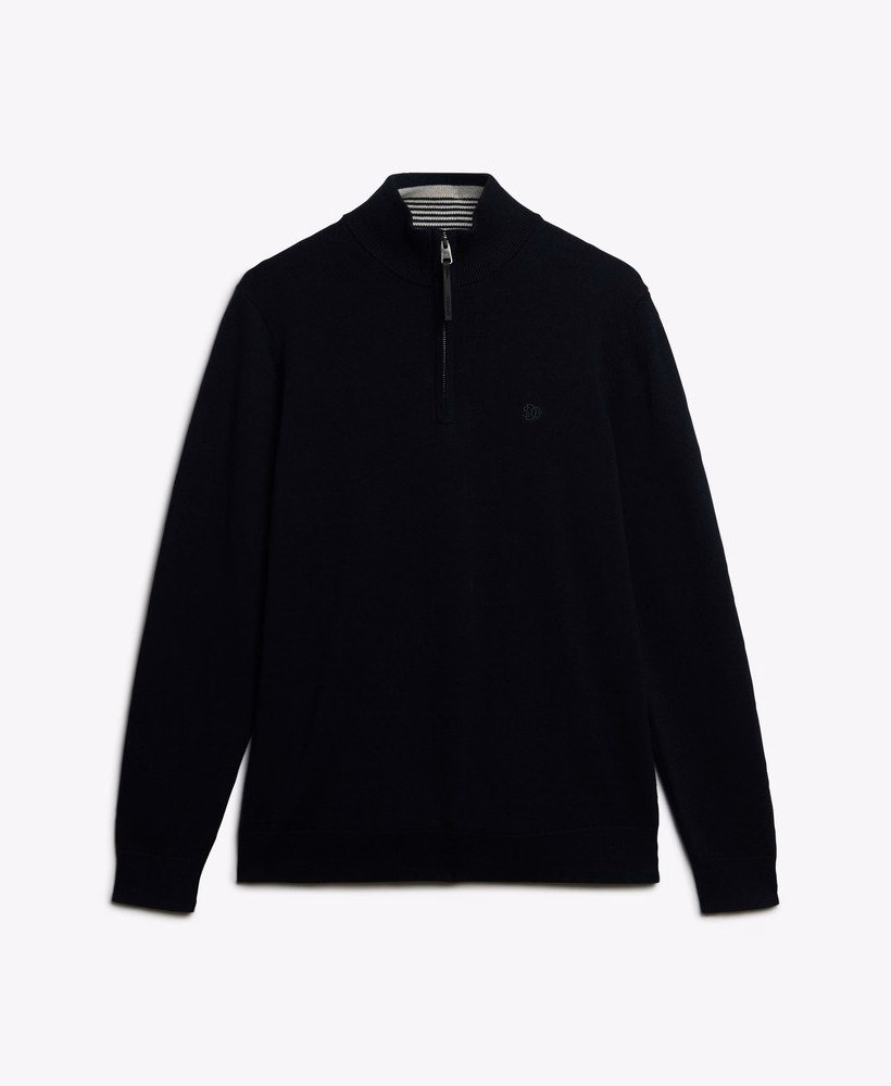 Sweter Essentials Cotton z zamkiem błyskawicznym do połowy
