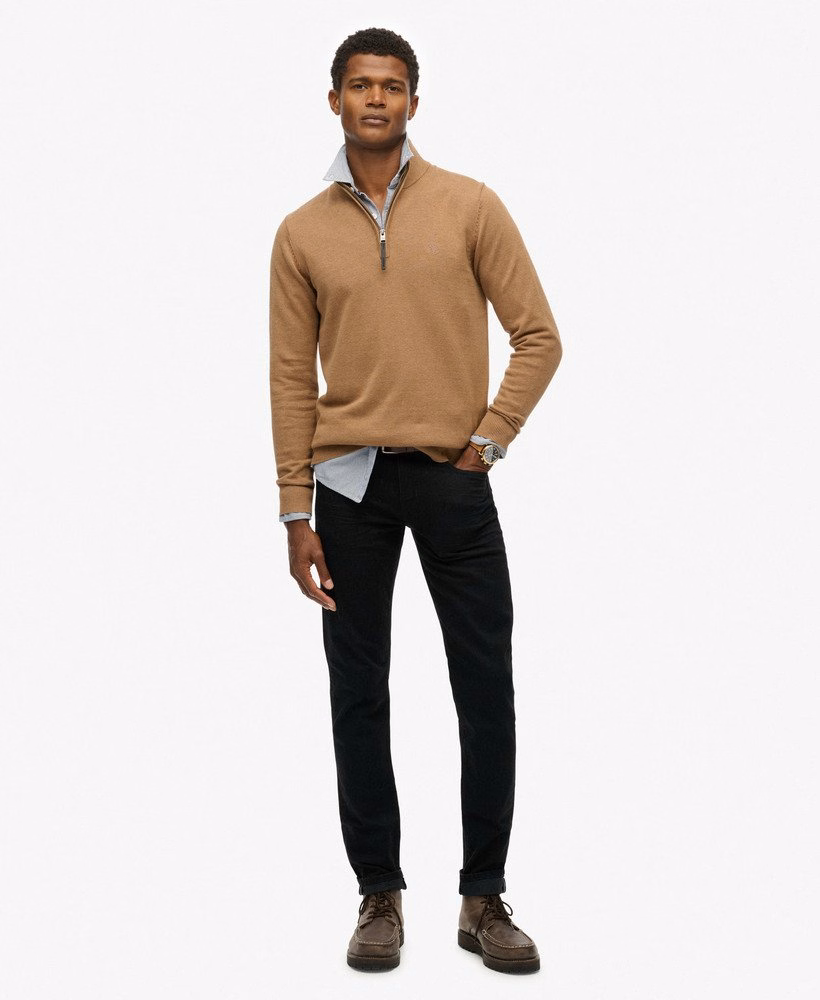Sweter Essentials Cotton z zamkiem błyskawicznym do połowy