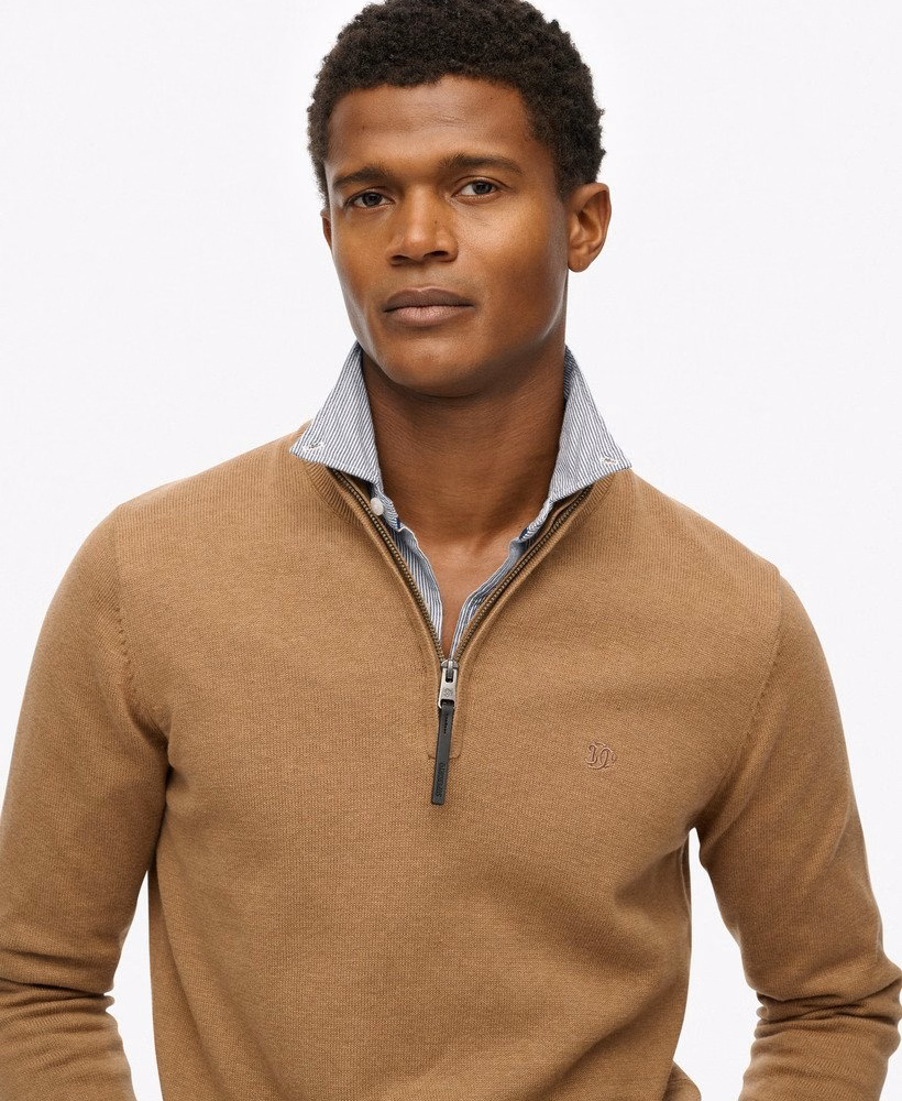 Sweter Essentials Cotton z zamkiem błyskawicznym do połowy