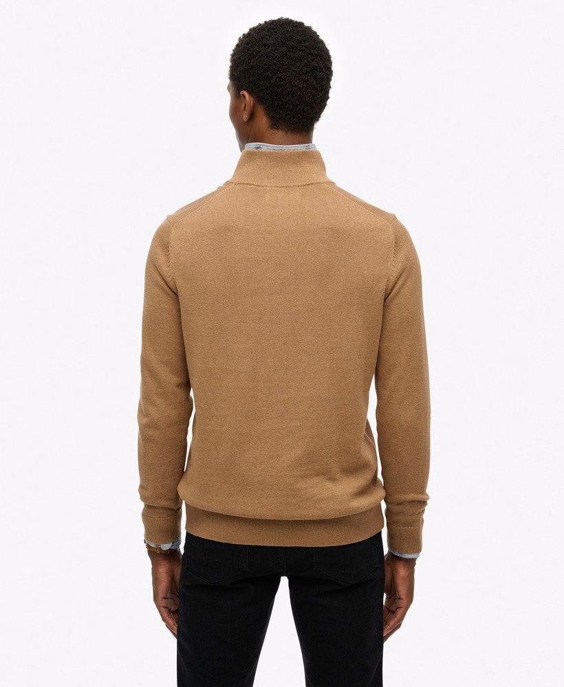 Sweter Essentials Cotton z zamkiem błyskawicznym do połowy