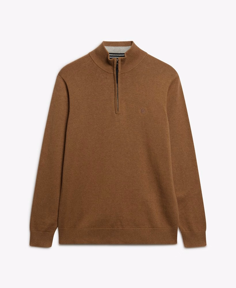 Sweter Essentials Cotton z zamkiem błyskawicznym do połowy