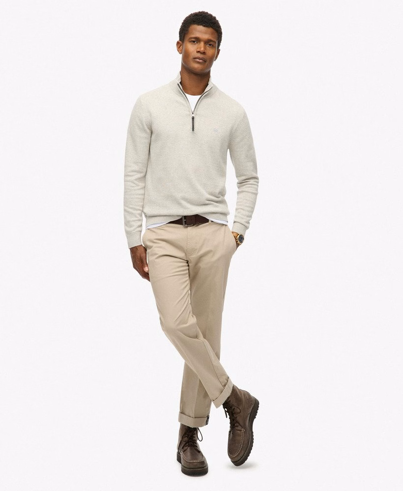 Sweter Essentials Cotton z zamkiem błyskawicznym do połowy