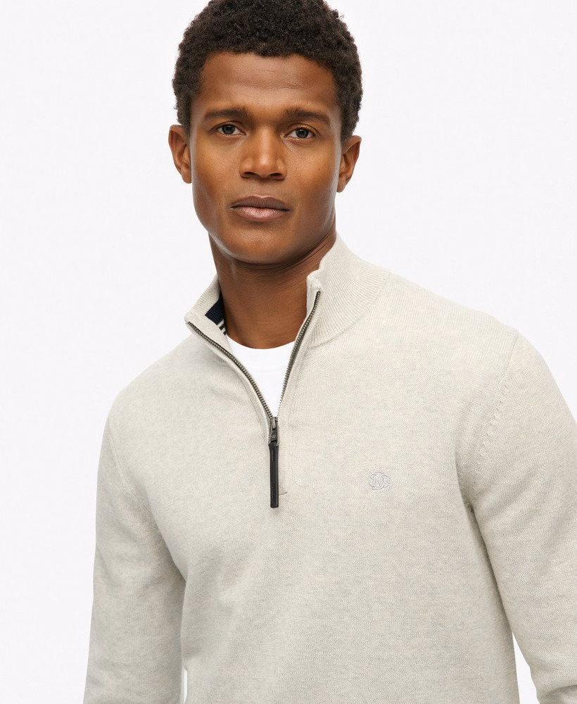 Sweter Essentials Cotton z zamkiem błyskawicznym do połowy