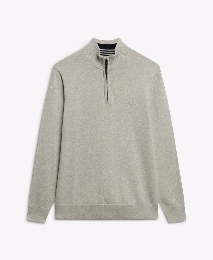 Sweter Essentials Cotton z zamkiem błyskawicznym do połowy