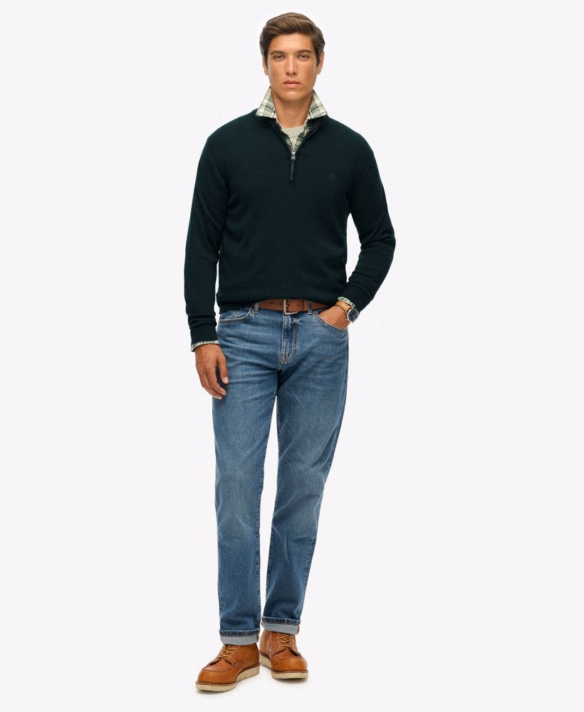 Sweter Essentials Cotton z zamkiem błyskawicznym do połowy