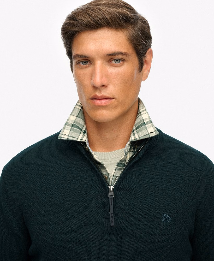Sweter Essentials Cotton z zamkiem błyskawicznym do połowy