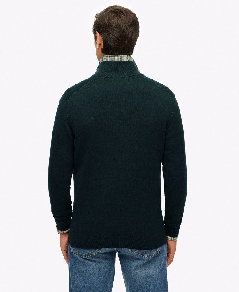 Sweter Essentials Cotton z zamkiem błyskawicznym do połowy