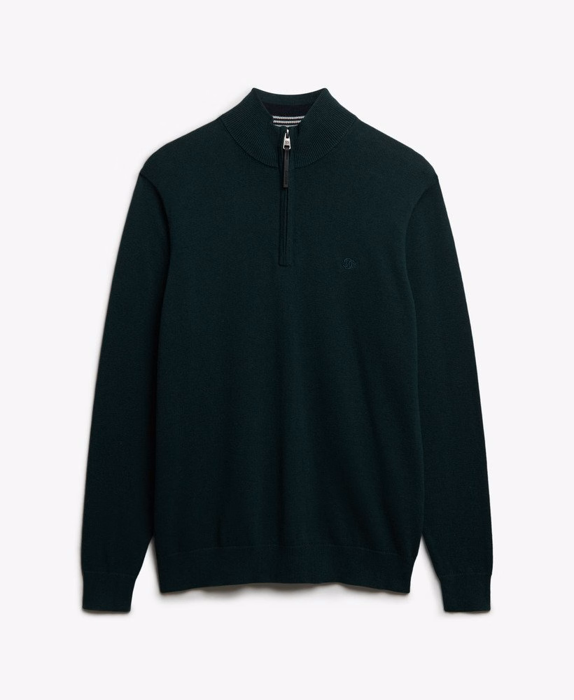 Sweter Essentials Cotton z zamkiem błyskawicznym do połowy