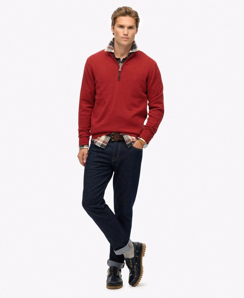 Sweter Essentials Cotton z zamkiem błyskawicznym do połowy