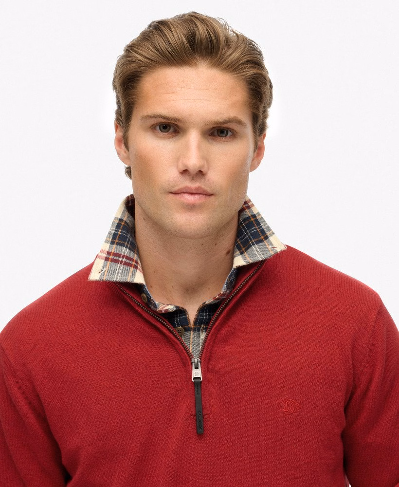 Sweter Essentials Cotton z zamkiem błyskawicznym do połowy