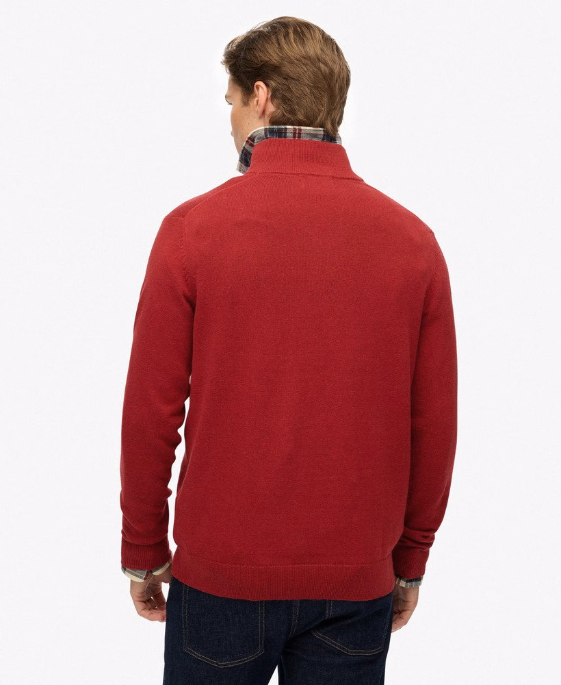 Sweter Essentials Cotton z zamkiem błyskawicznym do połowy