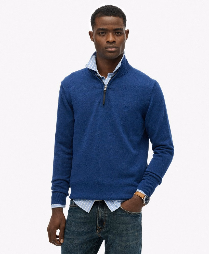 Sweter Essentials Cotton z zamkiem błyskawicznym do połowy