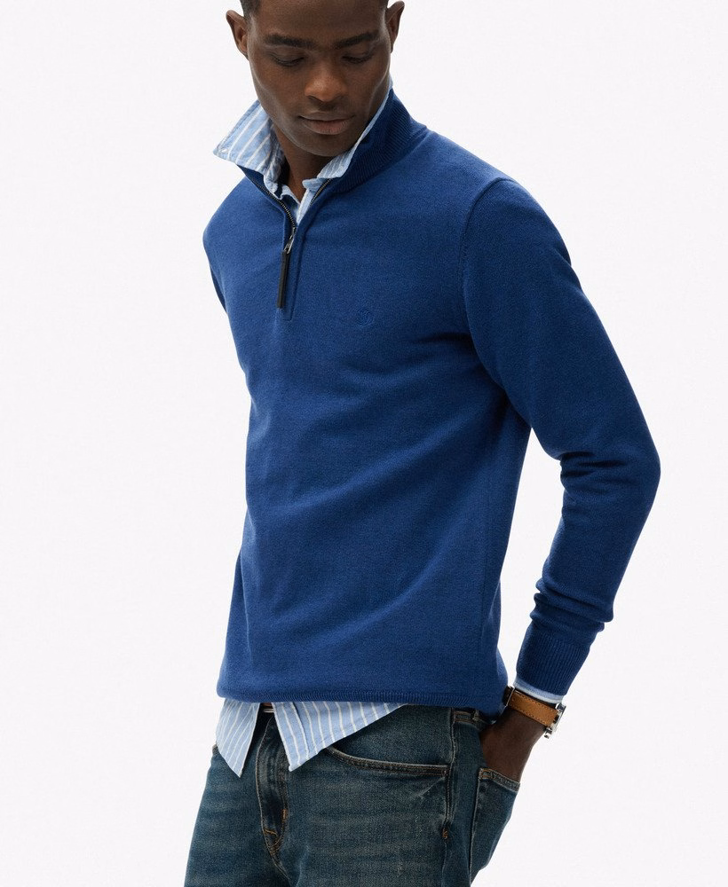 Sweter Essentials Cotton z zamkiem błyskawicznym do połowy