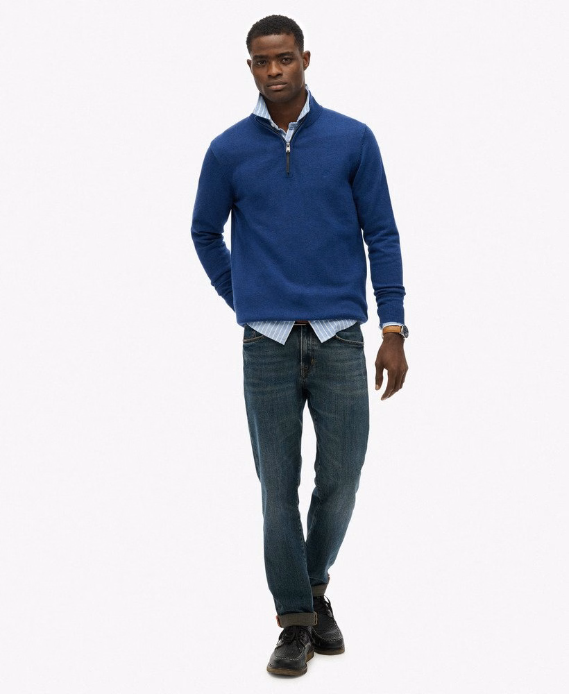 Sweter Essentials Cotton z zamkiem błyskawicznym do połowy