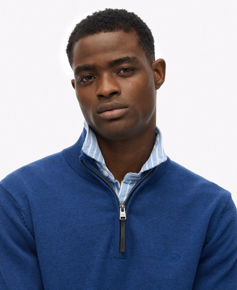 Sweter Essentials Cotton z zamkiem błyskawicznym do połowy