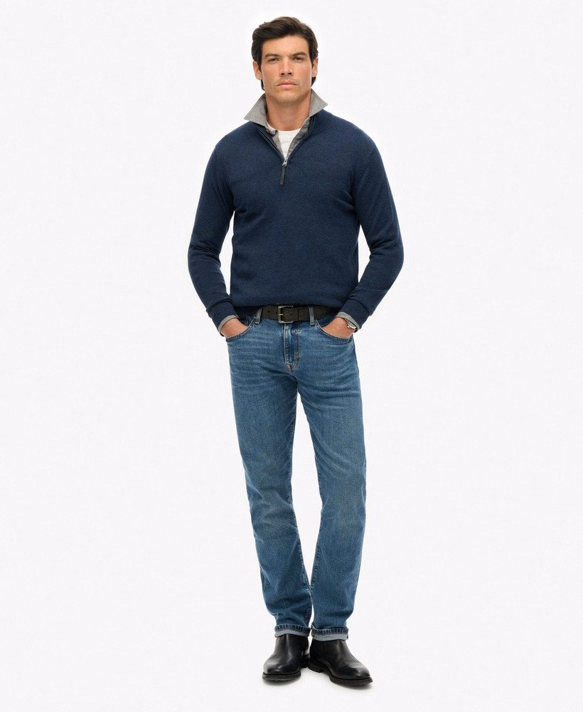 Sweter Essentials Cotton z zamkiem błyskawicznym do połowy