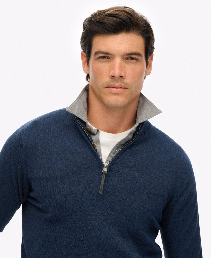 Sweter Essentials Cotton z zamkiem błyskawicznym do połowy