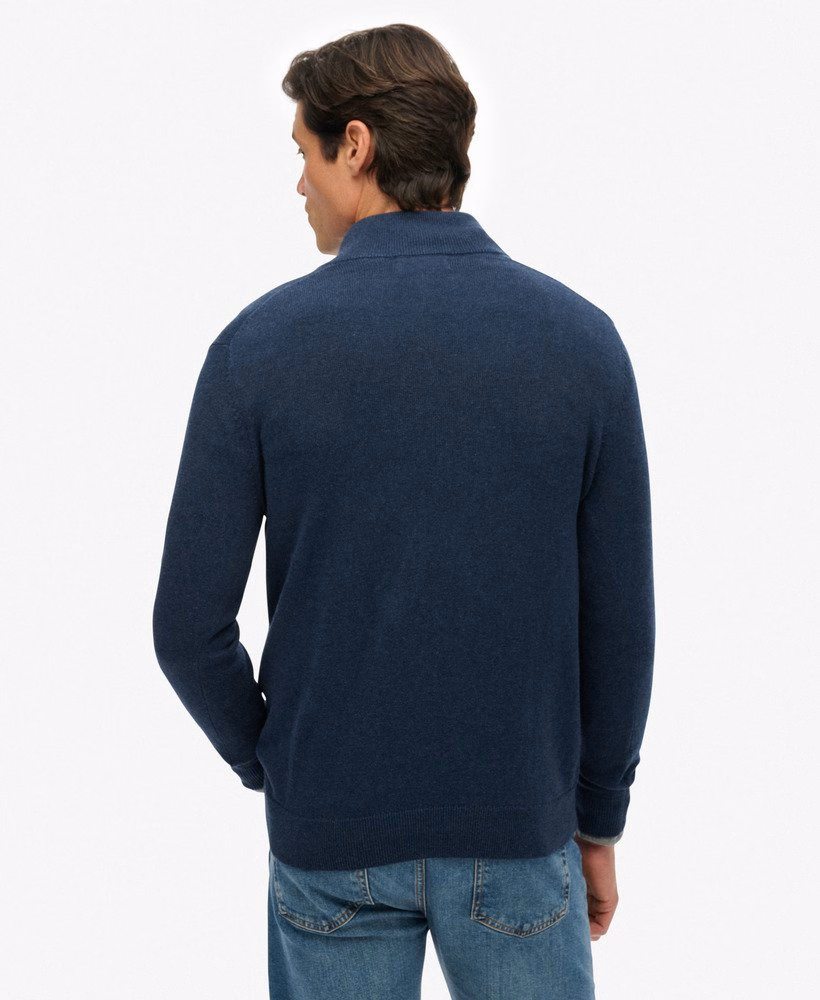 Sweter Essentials Cotton z zamkiem błyskawicznym do połowy