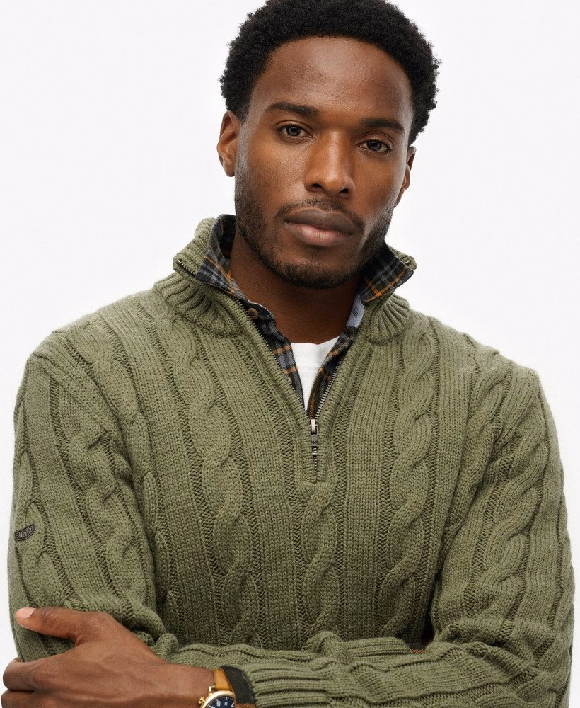 Sweter Jacob Cable Knit z zamkiem błyskawicznym