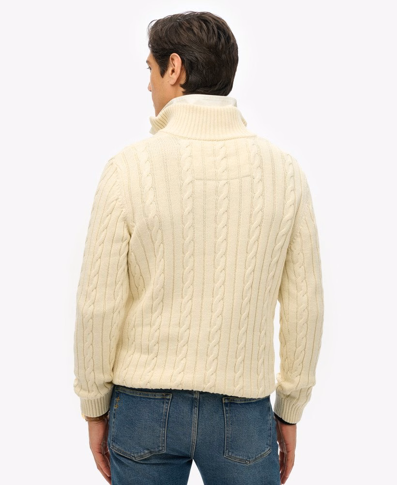 Klasyczny sweter z bawełny organicznej z zamkiem błyskawicznym do połowy
