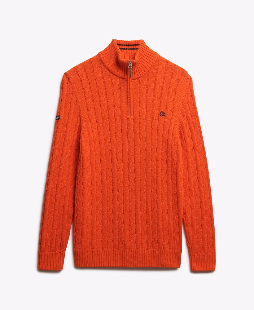 Klasyczny sweter z bawełny organicznej z zamkiem błyskawicznym do połowy