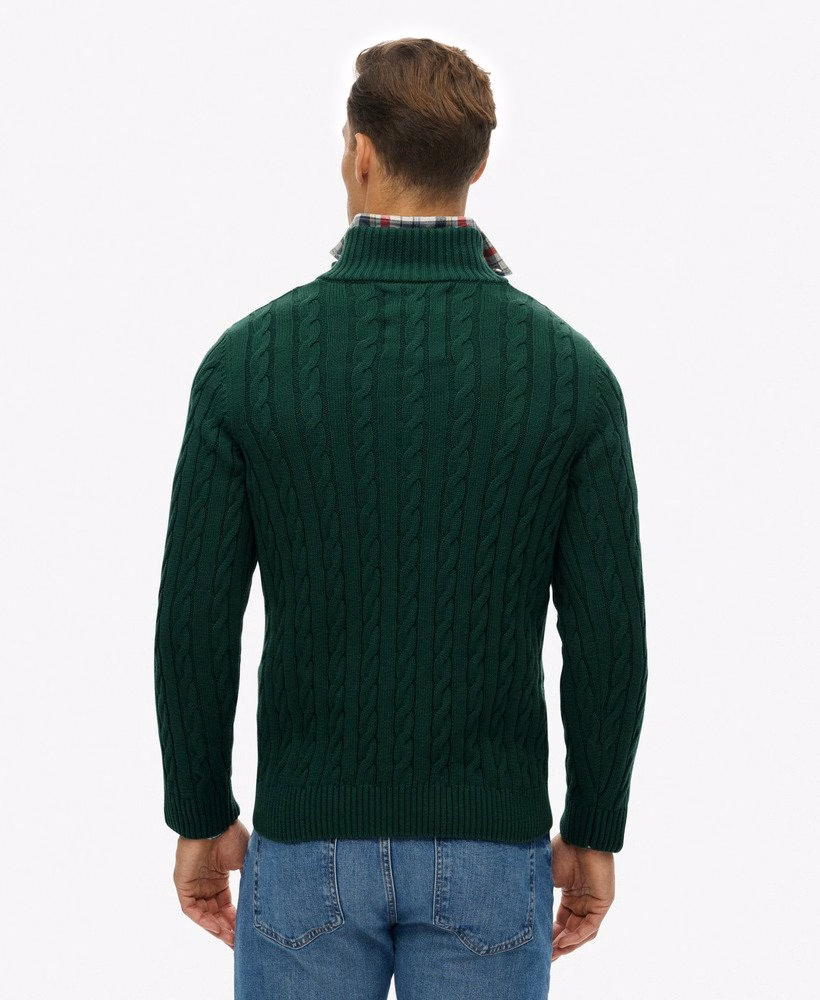 Klasyczny sweter z bawełny organicznej z zamkiem błyskawicznym do połowy