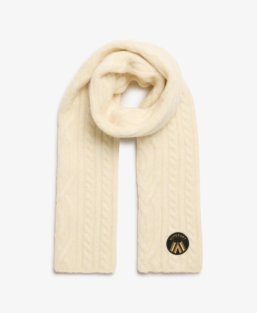 szalik cable luxe knit w kolorze owsianej bieli