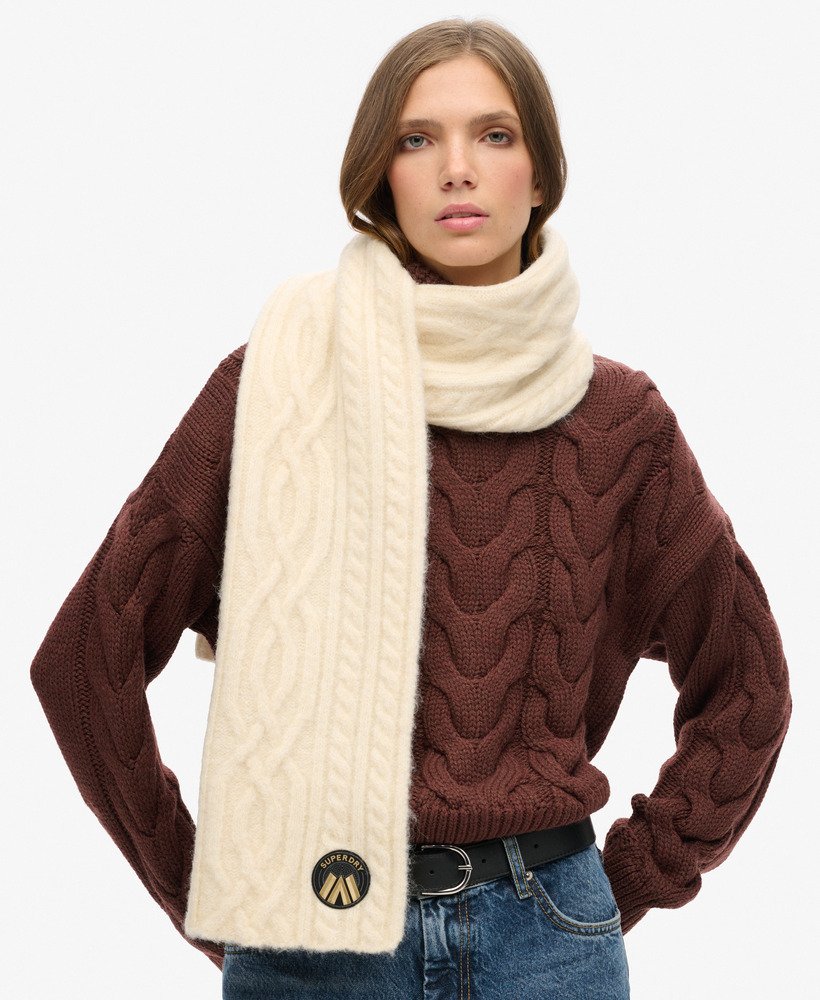 szalik cable luxe knit w kolorze owsianej bieli