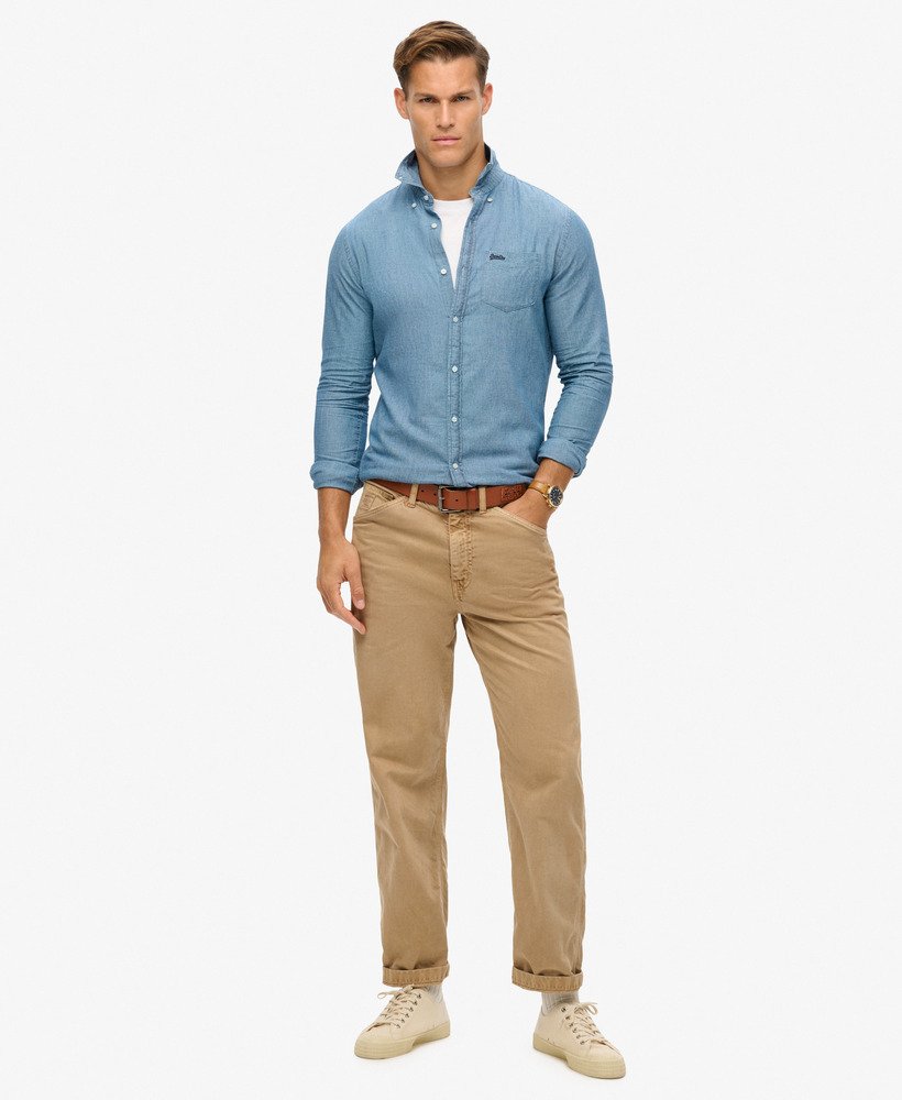 koszula oxford z długim rękawem z bawełny w kolorze indigo chambray