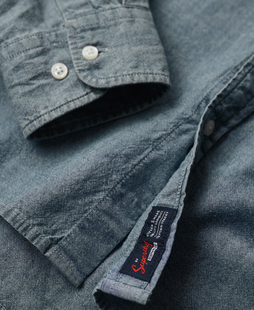 koszula oxford z długim rękawem z bawełny w kolorze indigo chambray