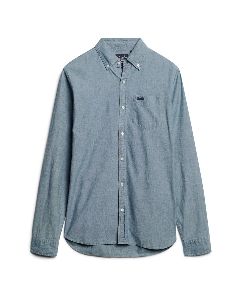 koszula oxford z długim rękawem z bawełny w kolorze indigo chambray