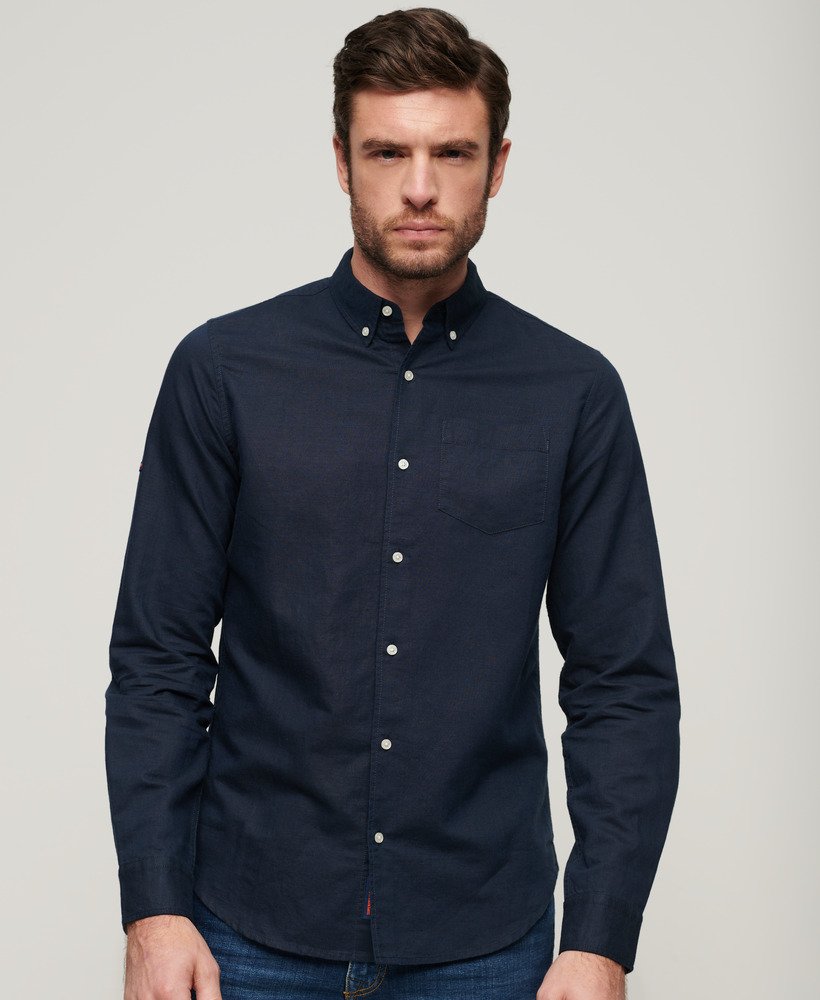 koszula lniana z guzikami organic cotton studios w kolorze eclipse navy